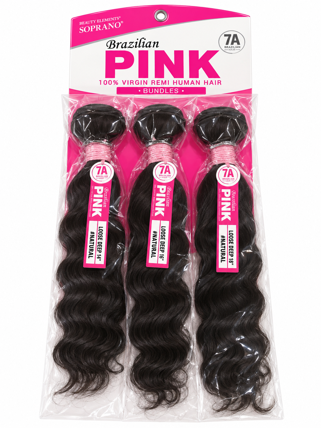 Pink Virgin Remi Human Hair Loose Deep 14" 16" 18"
