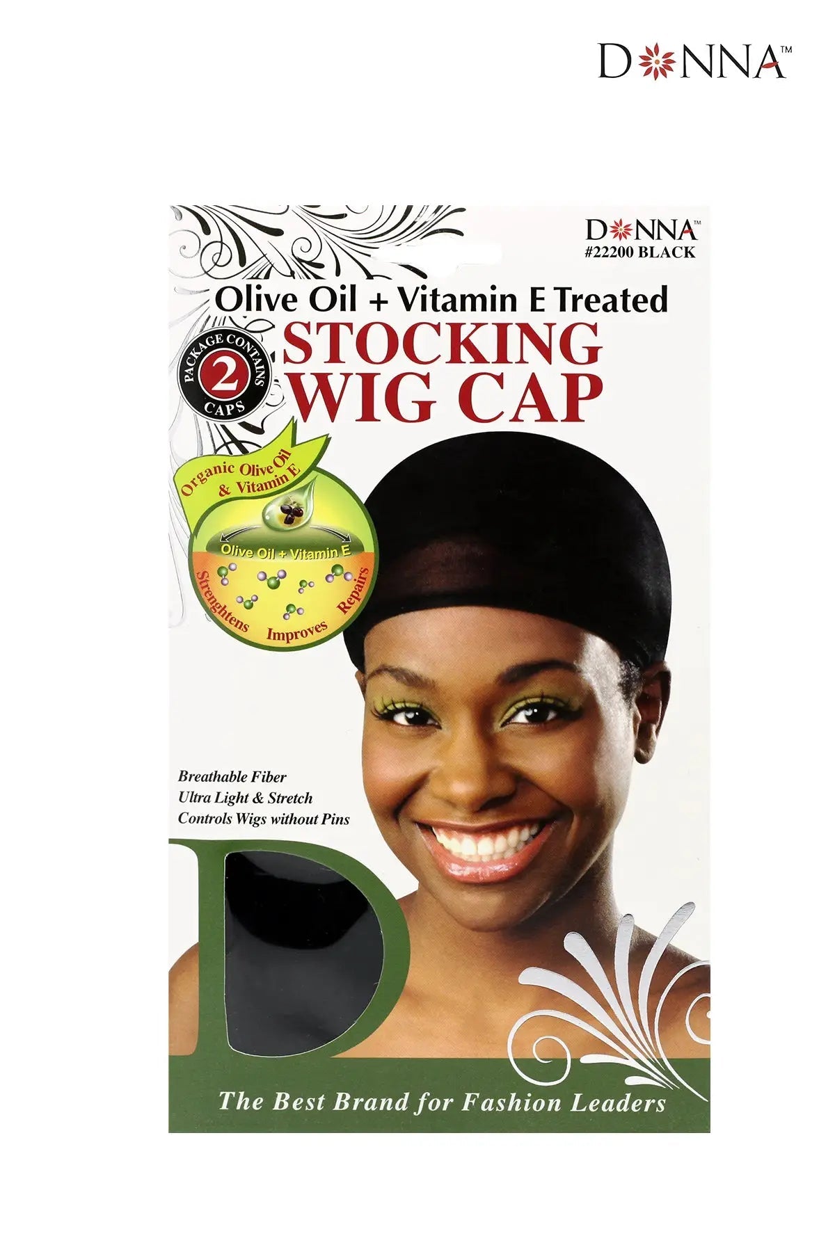 DONNA CAP OLIVE OIL+VITAMIN E TREATED STOCKING WIG CAP BLACK #22200 - BSW BEAUTY CANADA