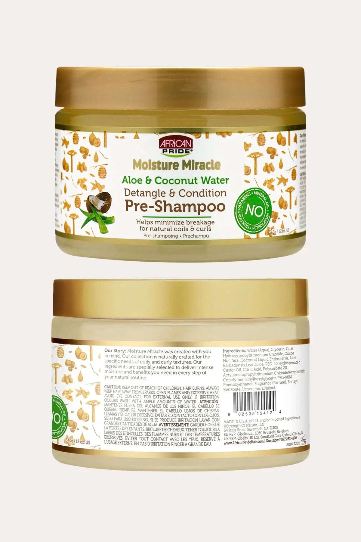 AFRICAN PRIDE MOISTURE MIRACLE DETANGLE & CONDITION PRE-SHAMPOO 12oz AFRICAN PRIDE