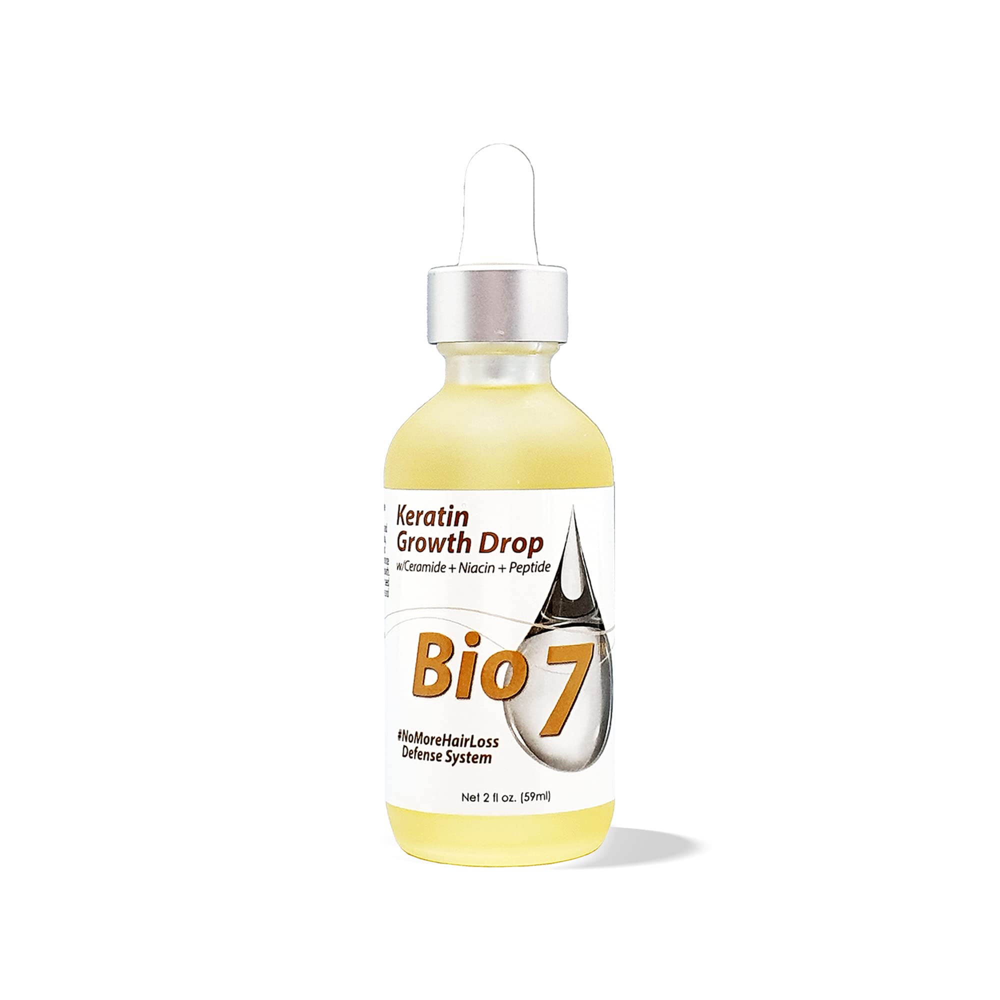 Bio7 Keratin Growth Drop w/ Ceramide + Niacin + Peptide – 2 Fl Oz – Combines the Power of Hair Strengthening Keratin, Improve Scalp Condition for…