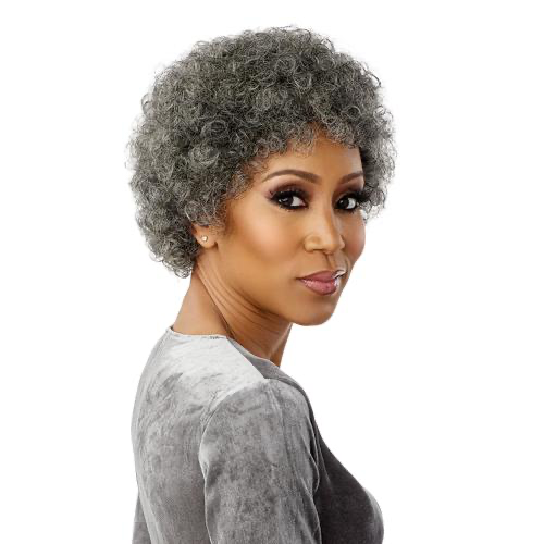 Sensationnel Empire Human Hair Wig - Salt and Pepper Bliss Contouring Mesh Cap Wig