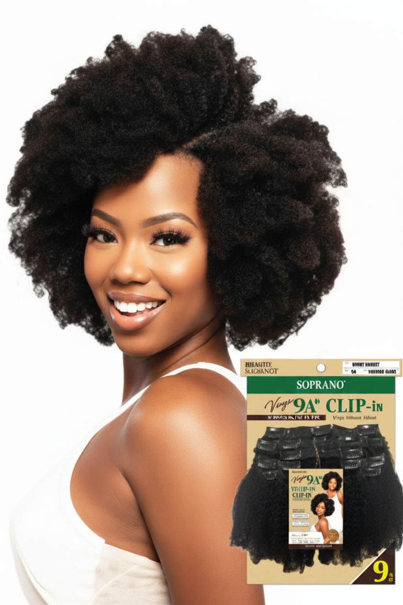 Natural Afro Kinky Clip in Extensions