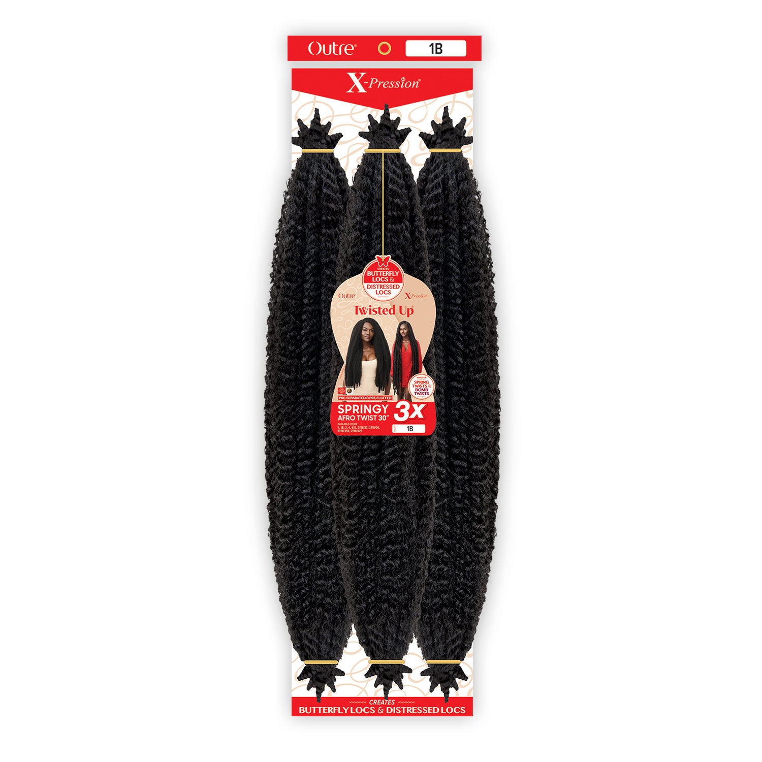 X-Pression Braid Outre Crochet Braids X-Pression Twisted Up 3X Springy Afro Twist 24" #2T1B\425