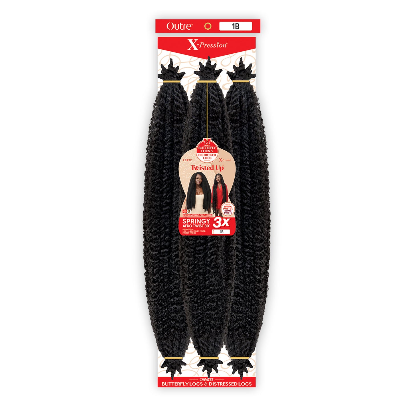 X-Pression Braid Outre Crochet Braids X-Pression Twisted Up 3X Springy Afro Twist 24Inch #2T1B\30