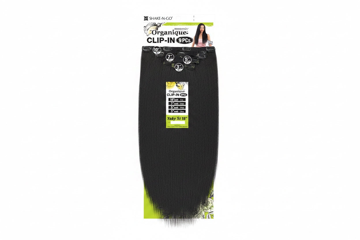 Organique Kinky Straight  Clip In 9 Pieces Color 1B