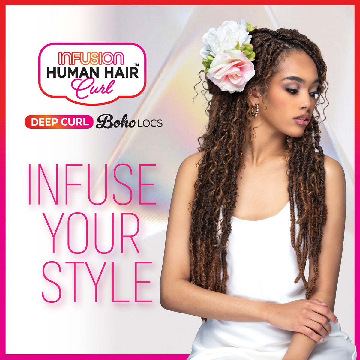 BOBBI BOSS Human Hair Blend Crochet Braids HBF001 HF Deep Curl BOHO Locs 26 (1B)