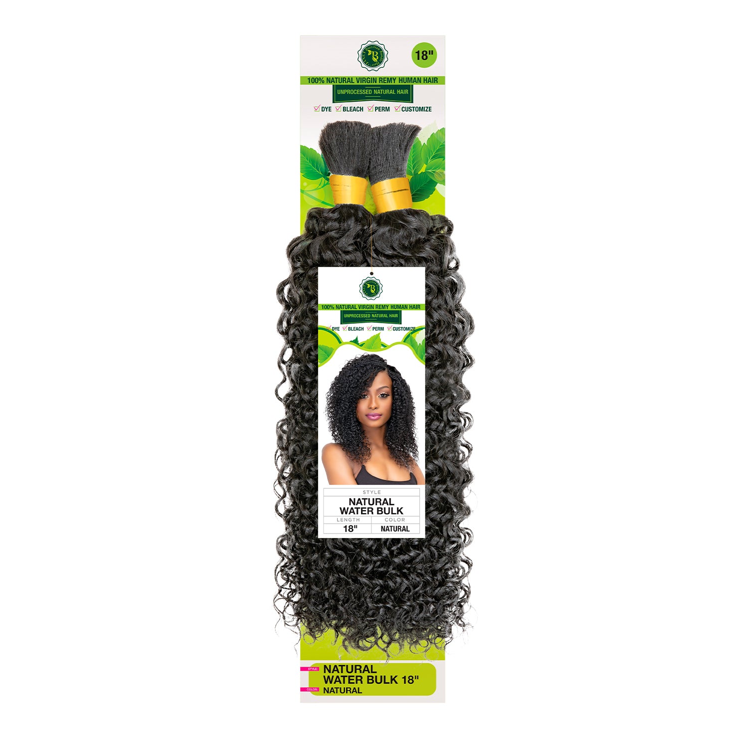 Janet Collection Unprocessed Natural Virgin Remy Human Hair Water Bulk (2pcs) (1-Pack [18"]