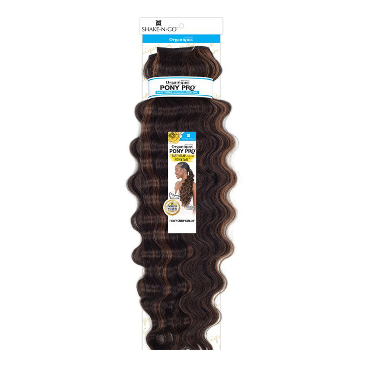 Organique Shake N Go Pony Pro Easy Wrap Around Ponytail Wavy Crimp Curl 22" (1B)