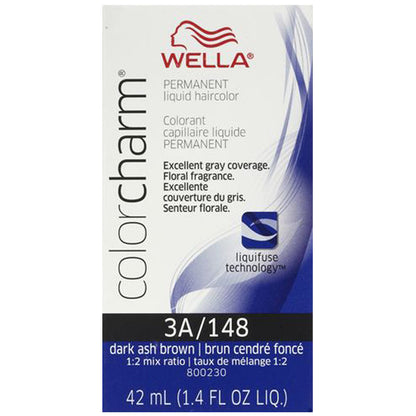 Wella ColorCharm Permanent Liquid Hair Color for Gray Coverage 3A Dark Ash Brown 1.42 Fl Oz