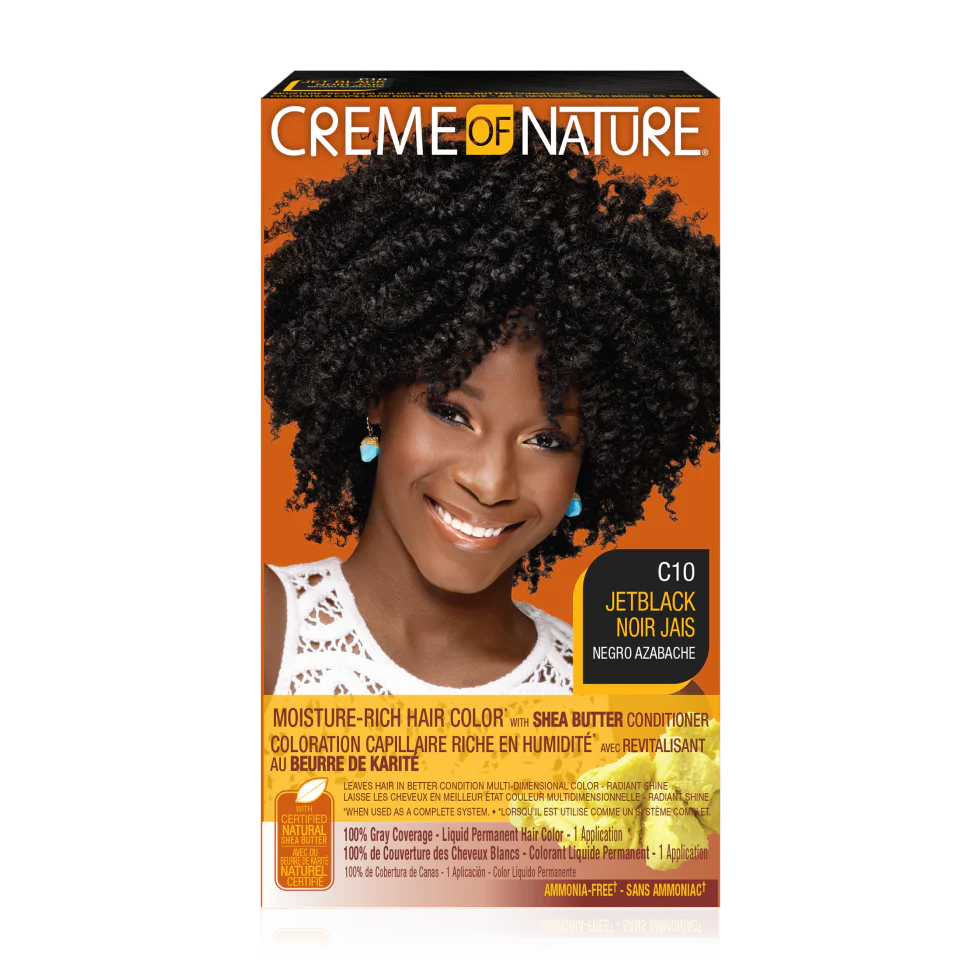 Moisture Rich Liquid Hair Color by Creme of Nature, C10 Jet Black, with Shea Butter Conditioner