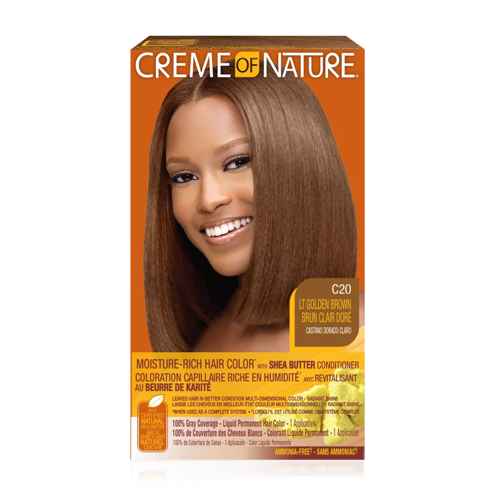 Moisture Rich Liquid Hair Color by Creme of Nature, C20 Light Golden Brown, with Shea Butter Conditioner