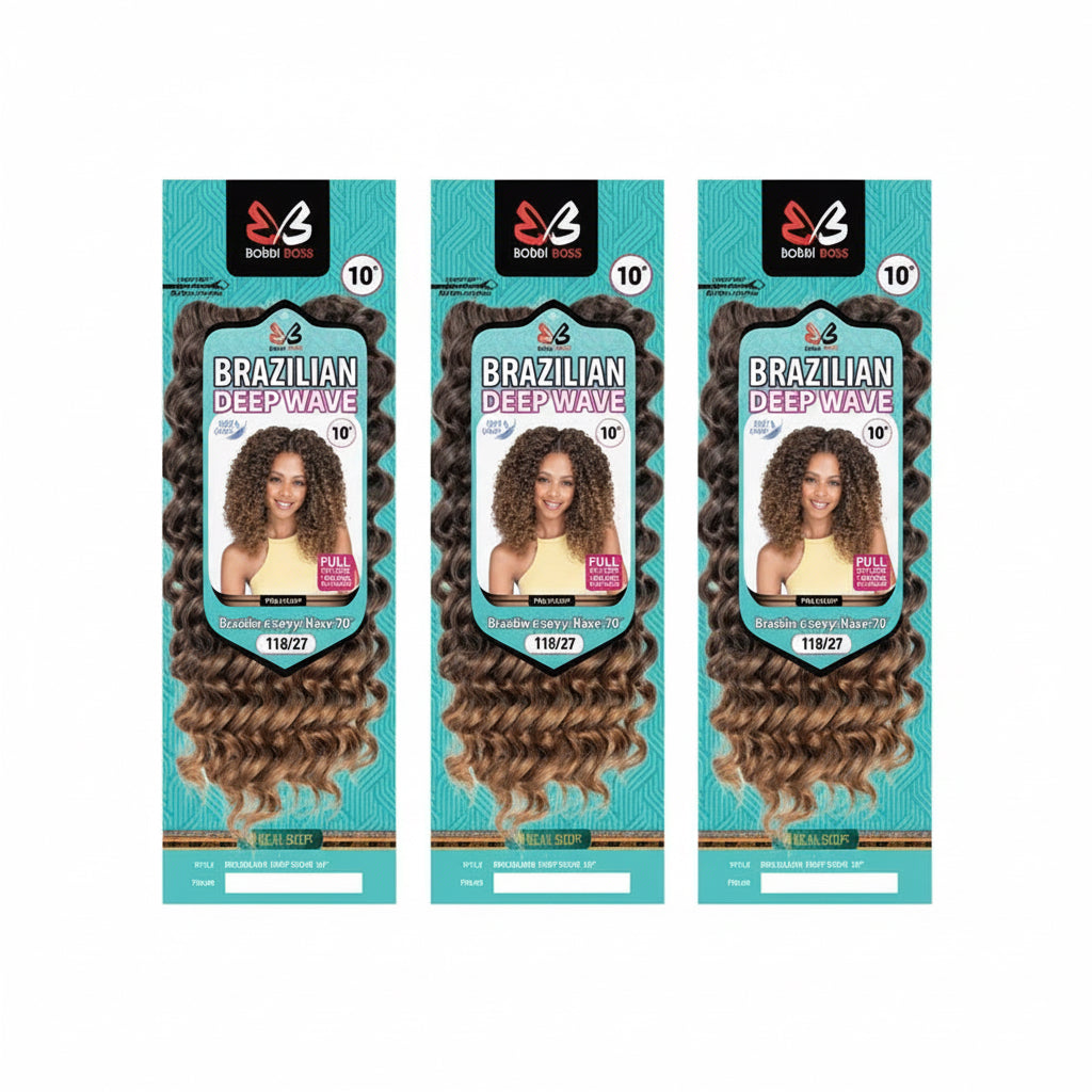 5X BOBBI BOSS Brazilian Water Wave 10” Crochet Interlocking T1B/BUG Natural TEX