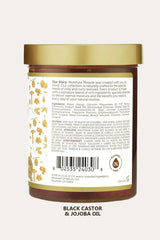 Back label of African Pride Moisture Miracle Black Castor & Jojoba Oil Max Hold Styling Gel, Non Flaking Styling Gel, ingredients and barcode shown.