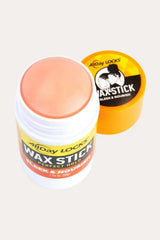 “AllDay Locks Wax Stick Perfect Hold Sleek & Nourish 50g, Travel Size Wax Stick open top view with cap removed.”