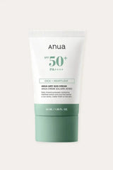 Anua Airy Sun Cream tube, a gentle zinc oxide sunscreen formulated with heartleaf and cica for a non-sticky finish.