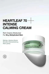 Anua Heartleaf 70 Intense Calming Cream, a non-greasy alcohol free moisturizer ideal for dry and dehydrated skin.