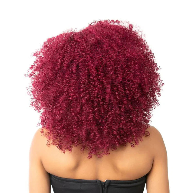 BFF Human Hair Blend Curly Afro Half Wig BOINA (1B)