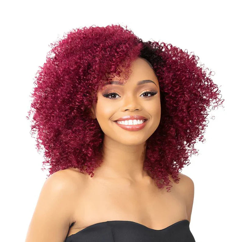 BFF Human Hair Blend Curly Afro Half Wig BOINA (1B)