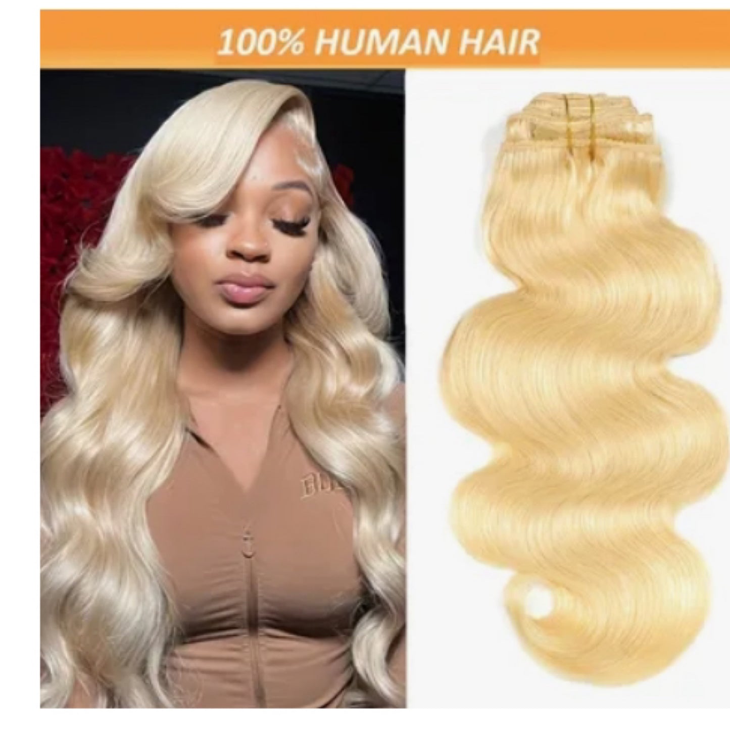 Blonde #613 clip in \ 100%  18’ body wave humain hair