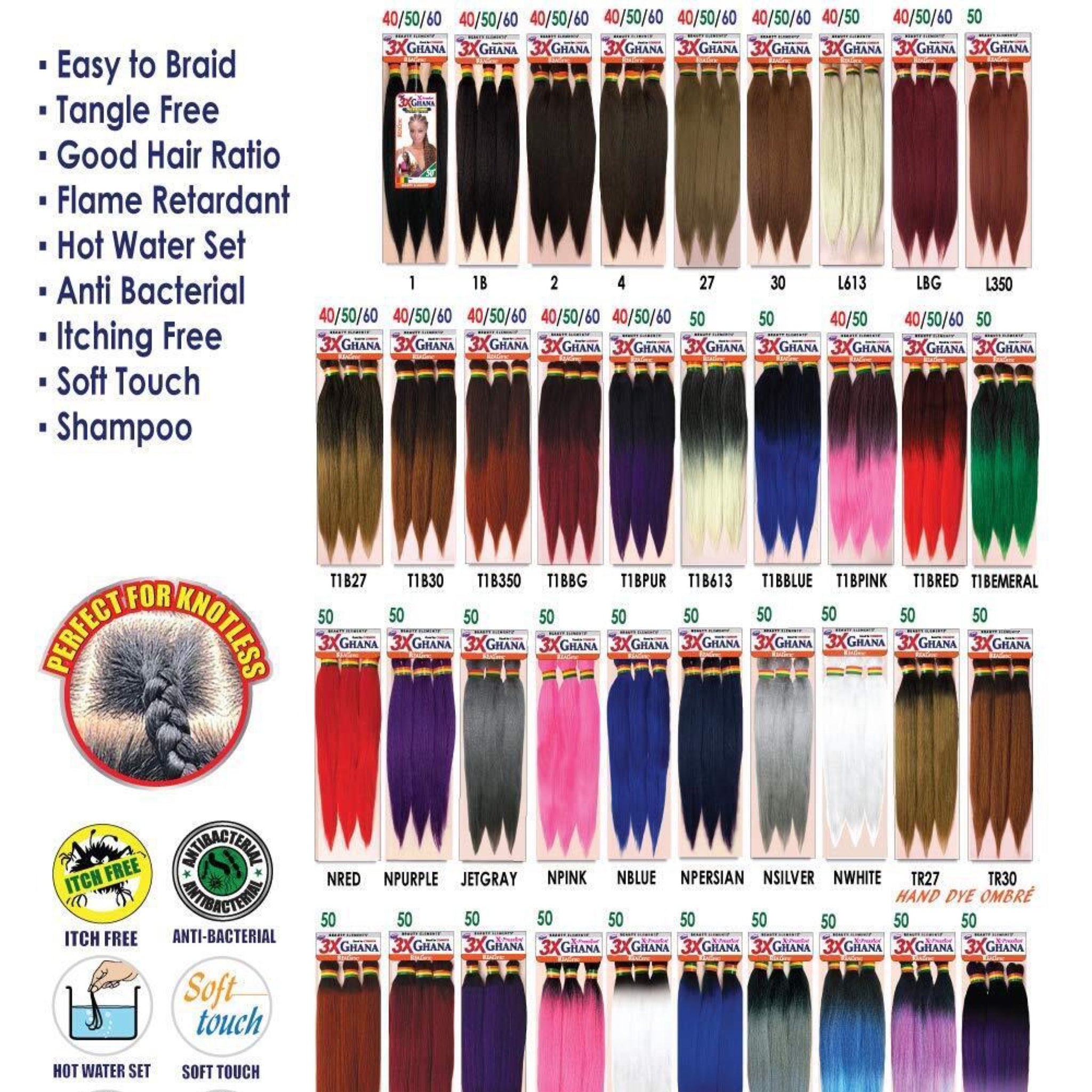 Ghana 3X Pre stretched Braid T1B/27