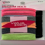 NEW Beauty 360 Ponytailers Medium Hold All Day Wear 60 Pieces Bright Black