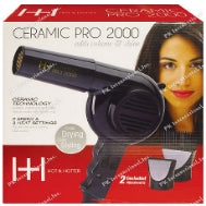 Hot & Hotter Blow Dryer Ceramic Pro 2000 2 Attachments