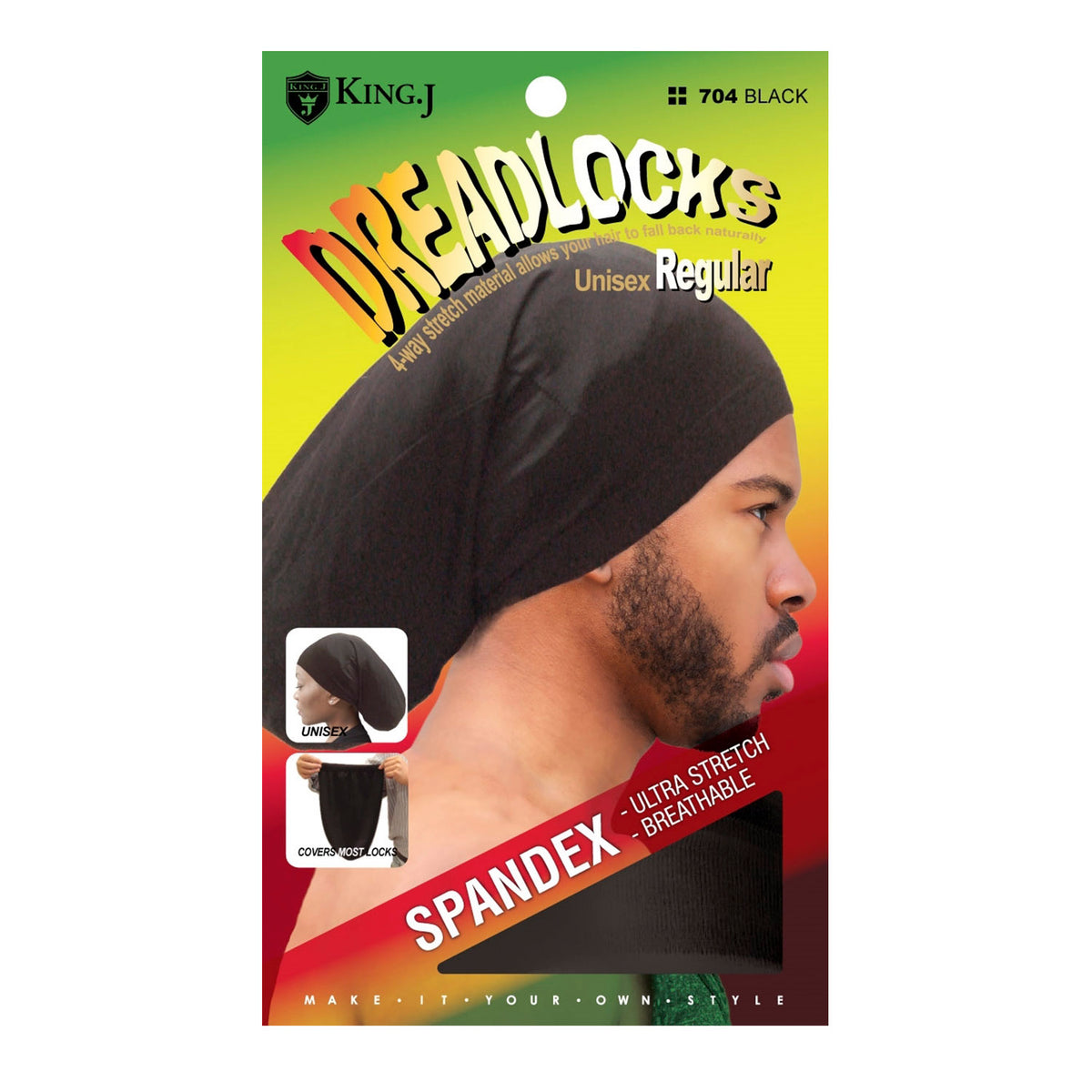 KingJ Spandex Dreadlocks Cap Unisex Regular Black